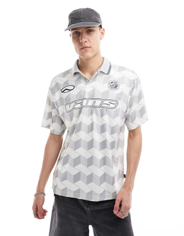 Vans - risgby football polo shirt in off white