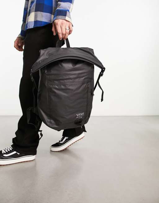 Vans roll top backpack in black ASOS