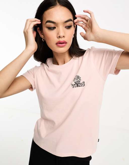 Vans rose back print T-shirt in light pink | ASOS