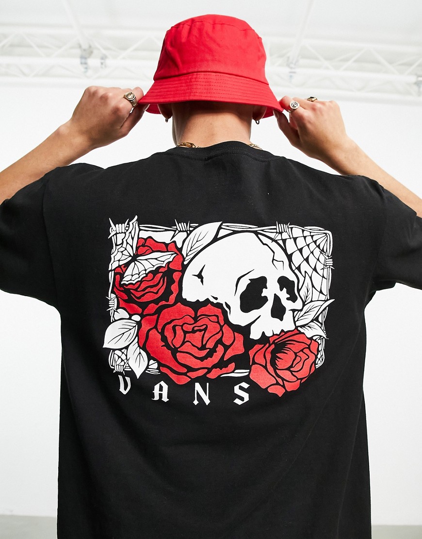 Vans Rose Bed back print t-shirt in black