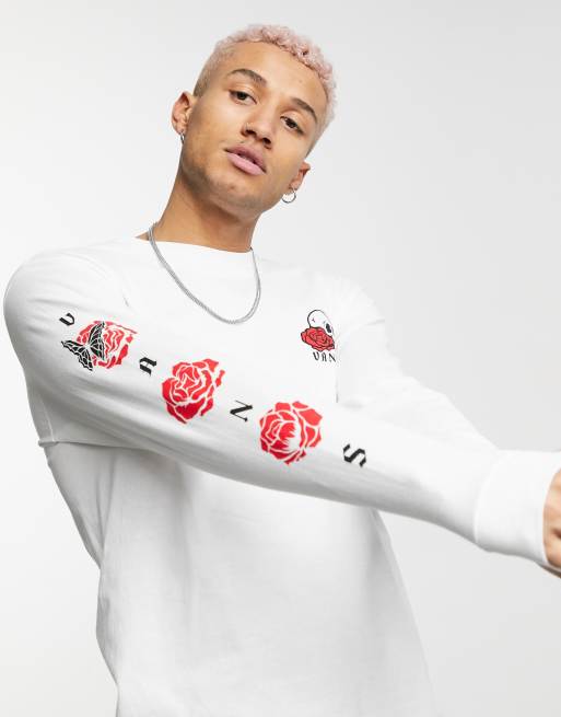 Vans long sleeve store shirt with roses