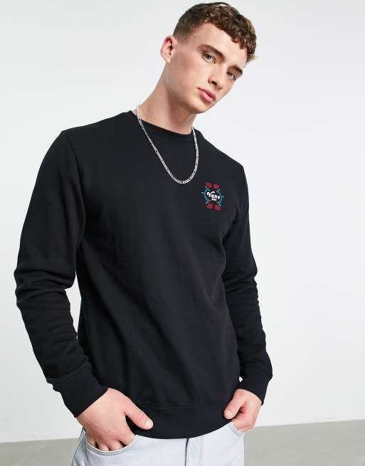 Vans Roses crew neck sweat in black | ASOS