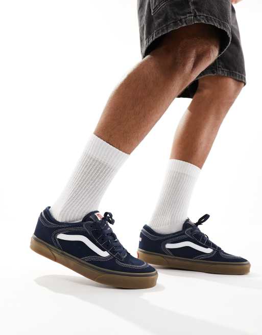 Navy vans with sales gum sole