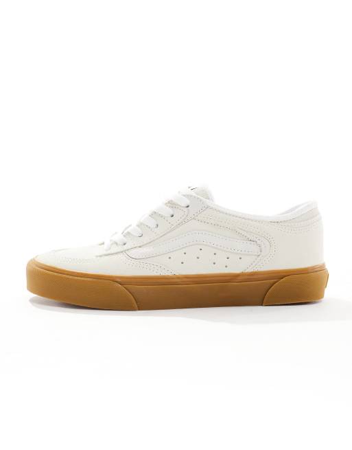 White vans with clearance brown sole