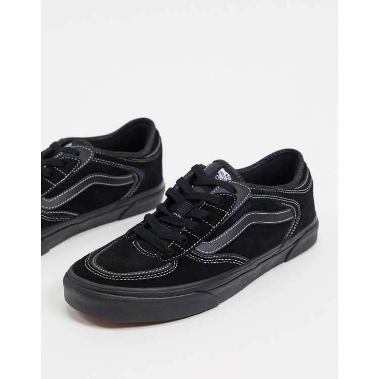 Black vans hotsell with white stitching