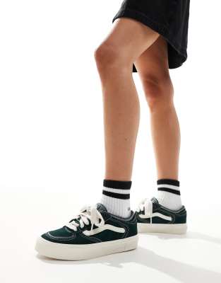 Vans rowley trainers in dark green and white