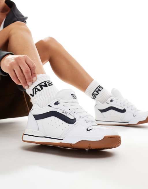 Vans rowley XLT chunky trainers in white and navy with gum sole detail ASOS