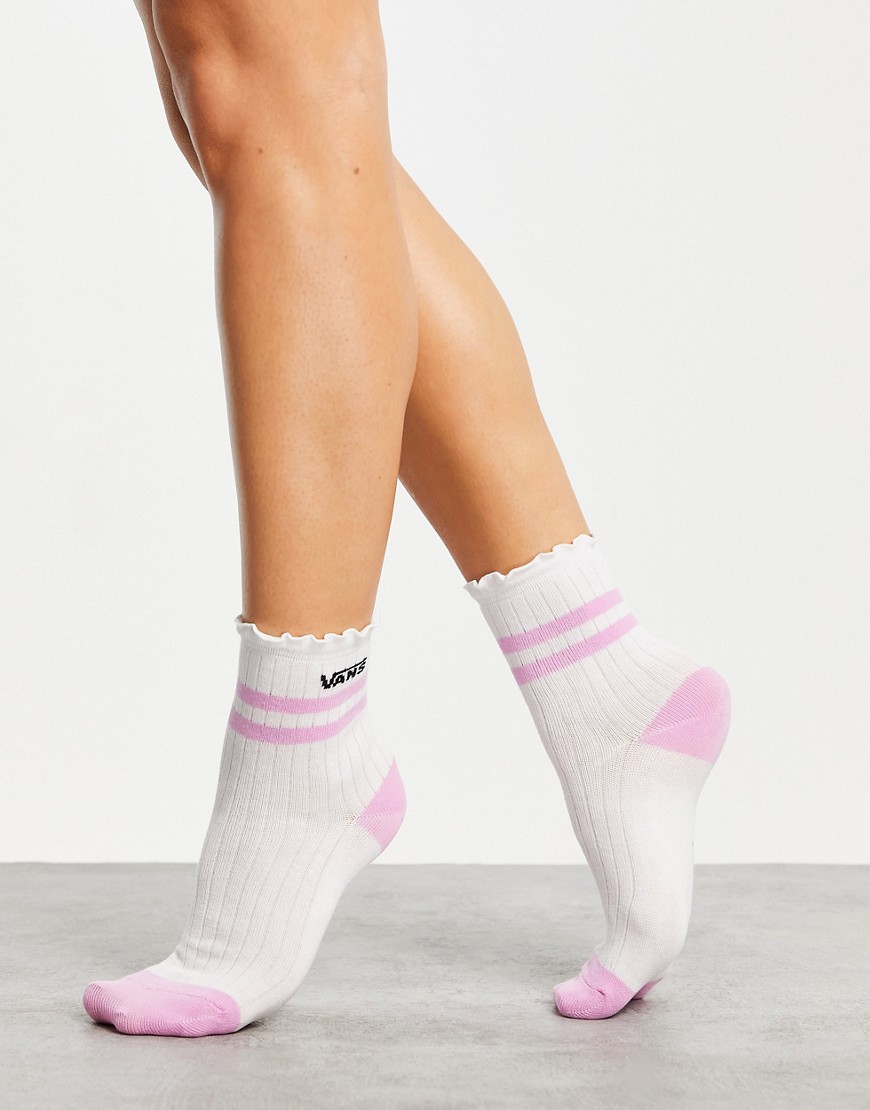 Vans Ruffed Up socks in white and coral