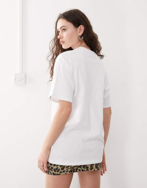 Vans - Salton - Hvid og oversized T-shirt med skateboard-logo på venstre bryst, 4 af 4