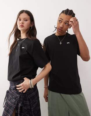 Vans - Salton - Oversize-T-Shirt in Schwarz mit Skateboard-Logo auf der linken Brust