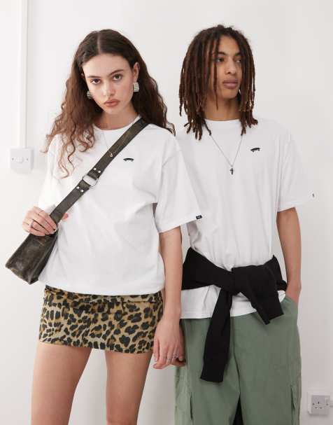 Vans – Salton – Oversize-T-Shirt in Weiß mit Skateboard-Logo auf der linken Brust - view 1