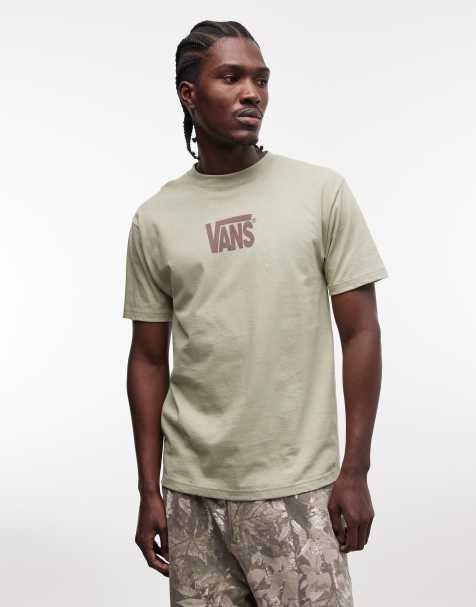 Vans – Salviagrön, stretchig t-shirt med logga - view 1