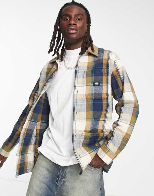 Vans saxon check shirt with multi pockets in oatmeal | ASOS