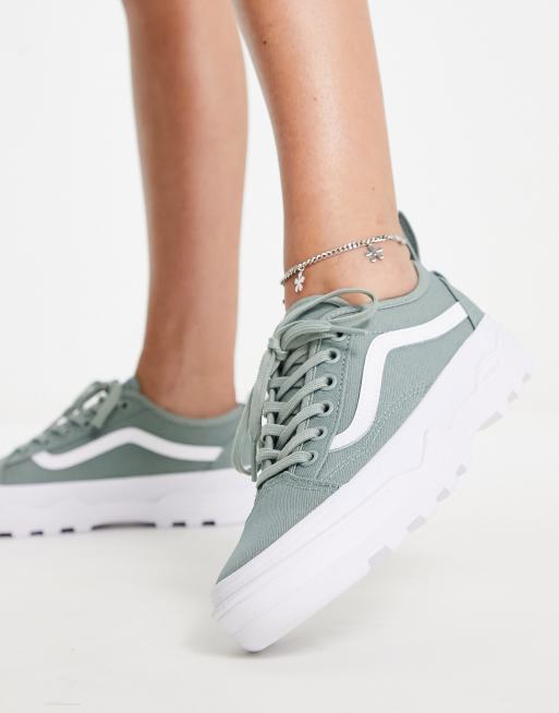 Vans, Shoes, Sage Green Vans With Hearts