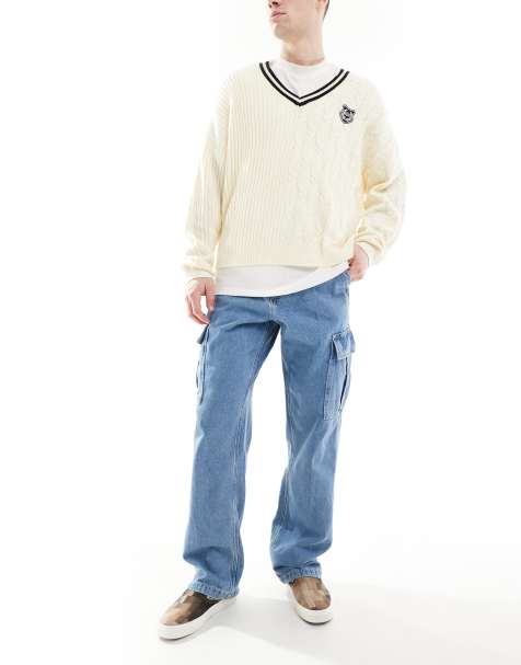 Vans Service cargo loose denim pant in stonewash/blue - view 1