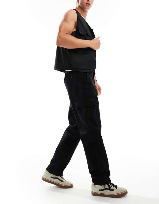 Vans Service loose fit tapered cargo pants in black