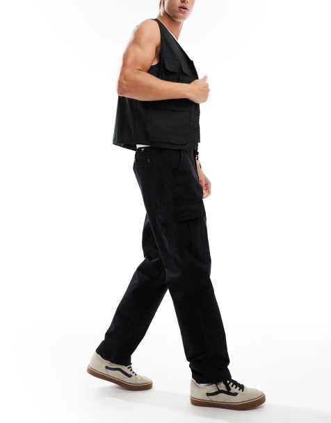 Vans service loose fit tapered cargo trousers in black - view 1