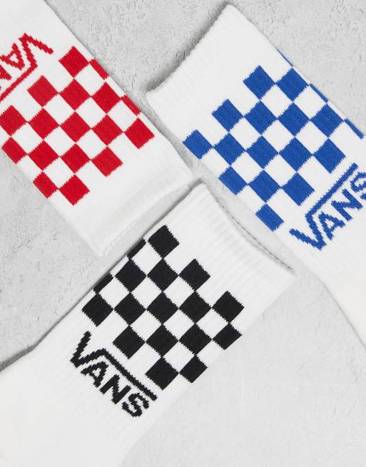 Vans - Set van 3 paar klassieke sportsokken met ruitjes in wit multi, 2 van 3