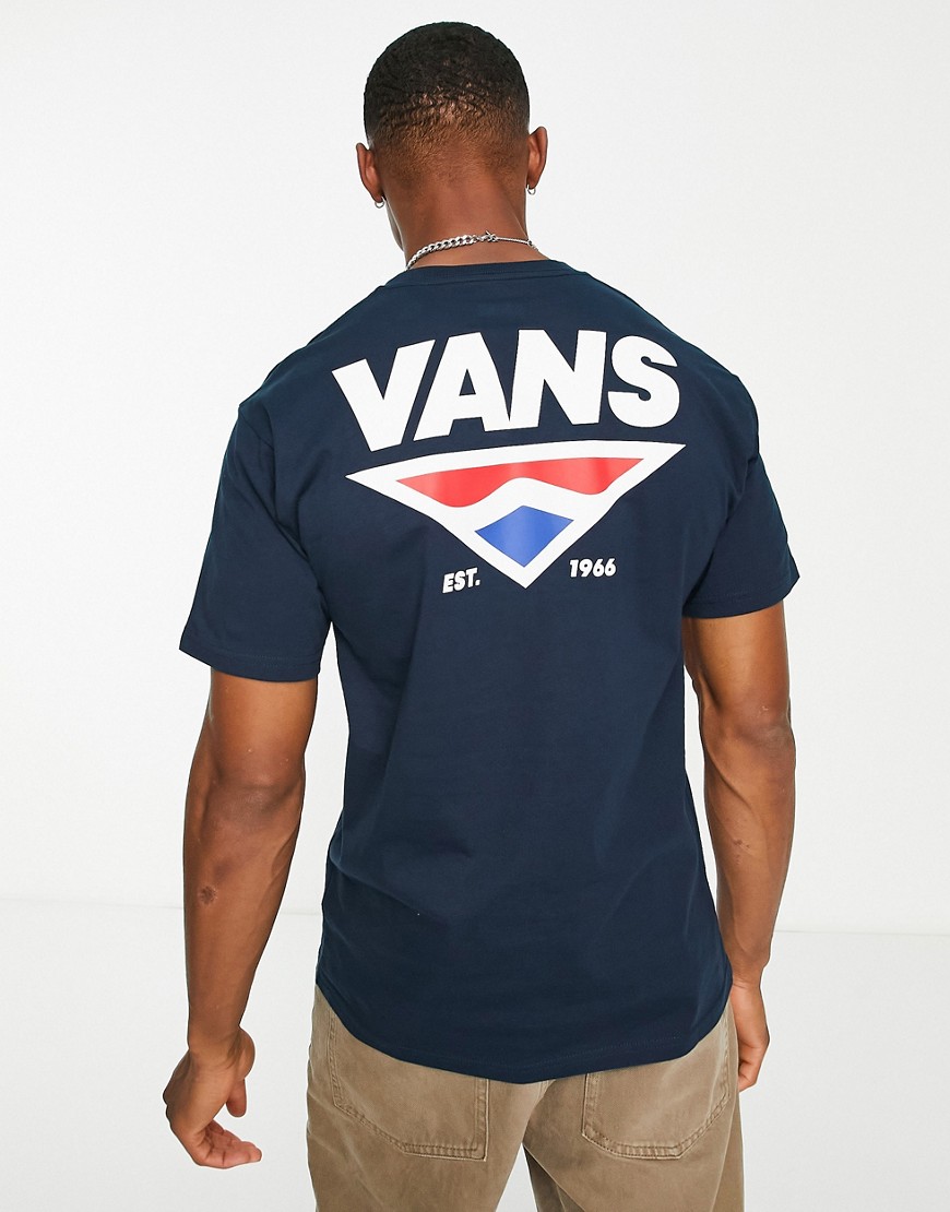 Vans shaper type logo back print t-shirt in navy