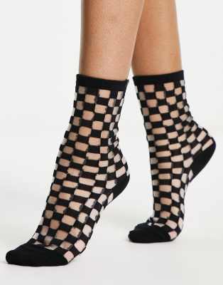 Vans Vans sheer check socks in black