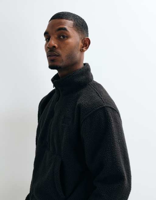 Vans Shepard half-zip polar fleece quarter zip - black in black, 4 of 5