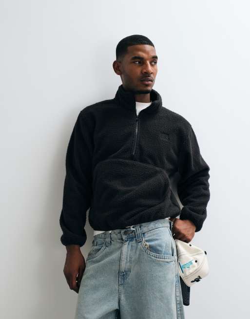 Vans Shepard half-zip polar fleece quarter zip - black in black, 5 of 5