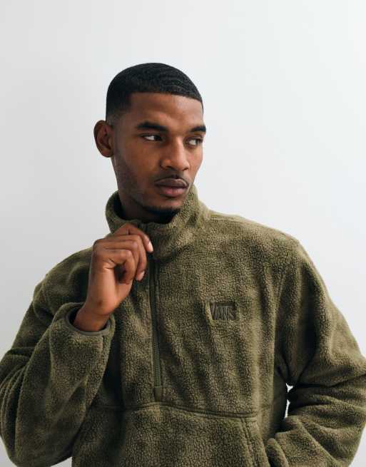 Vans Shepard half-zip polar fleece quarter zip - olive in olive, 3 of 5