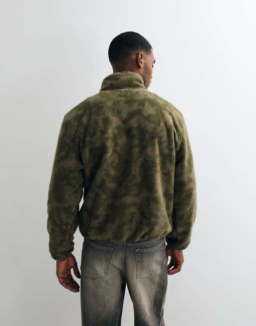 Vans Shepard half-zip polar fleece quarter zip - olive in olive, 4 of 5