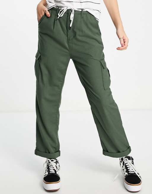 Vans drawstring cargo pants in khaki, ASOS