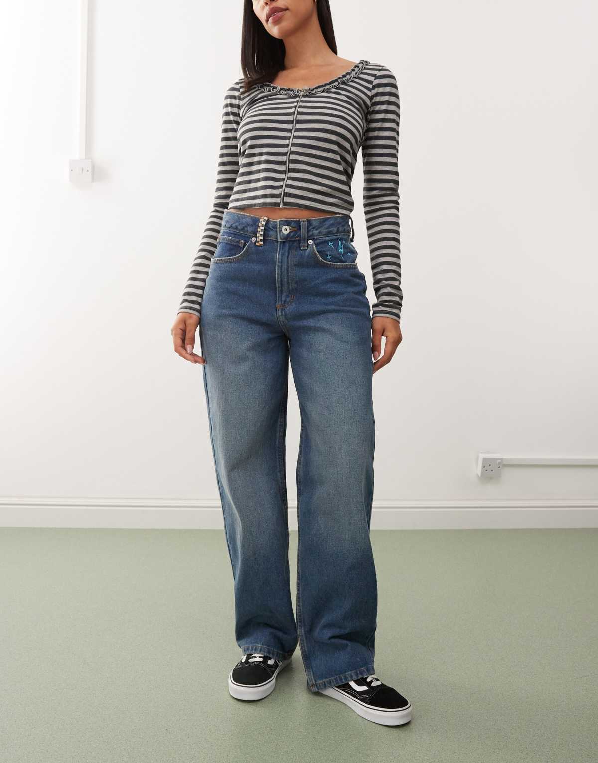 Vans Sirelle embroidered pant in vintage indigo