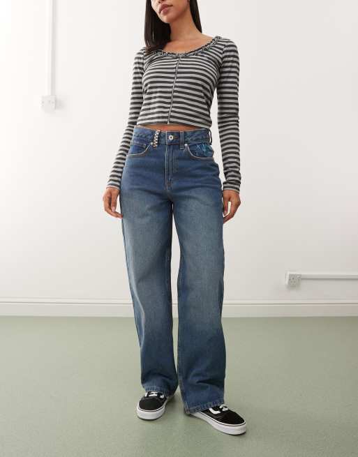 Vans - Sirelle - Geborduurde broek in vintage indigo