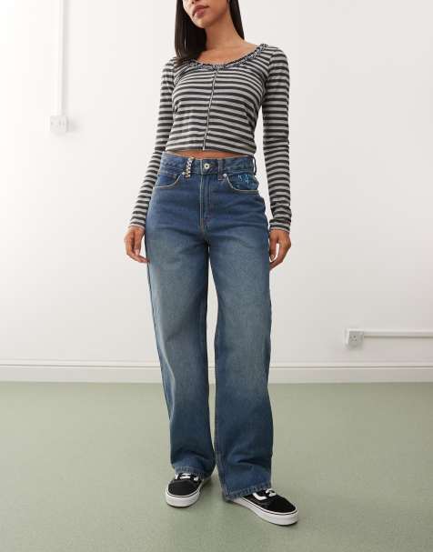Vans - Sirelle - Pantalon brodé - Indigo vintage - view 1