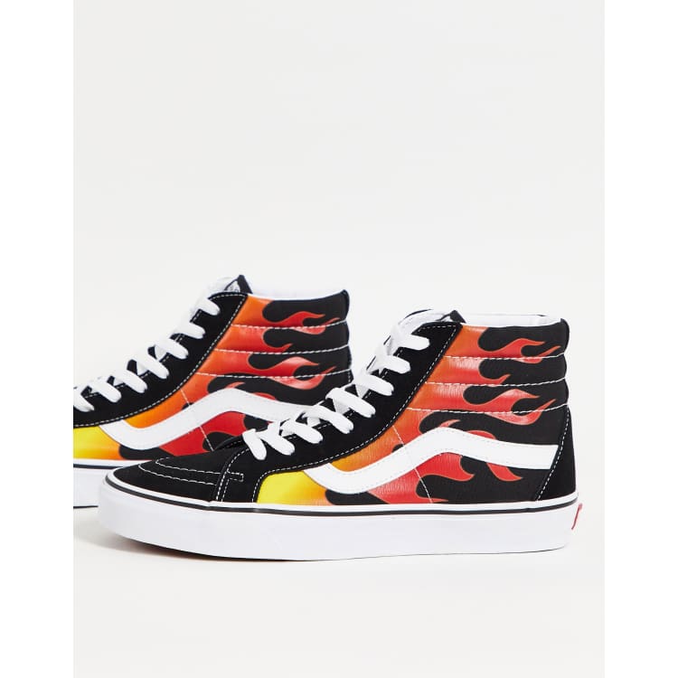 Vans Sk8 Baskets montantes motif flamme Noir