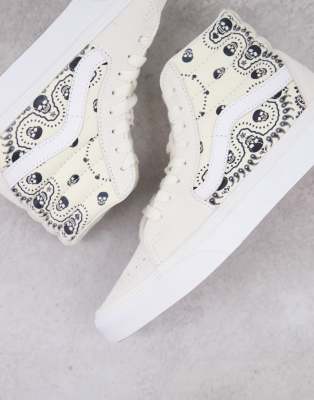 vans sk8 hi bandana white