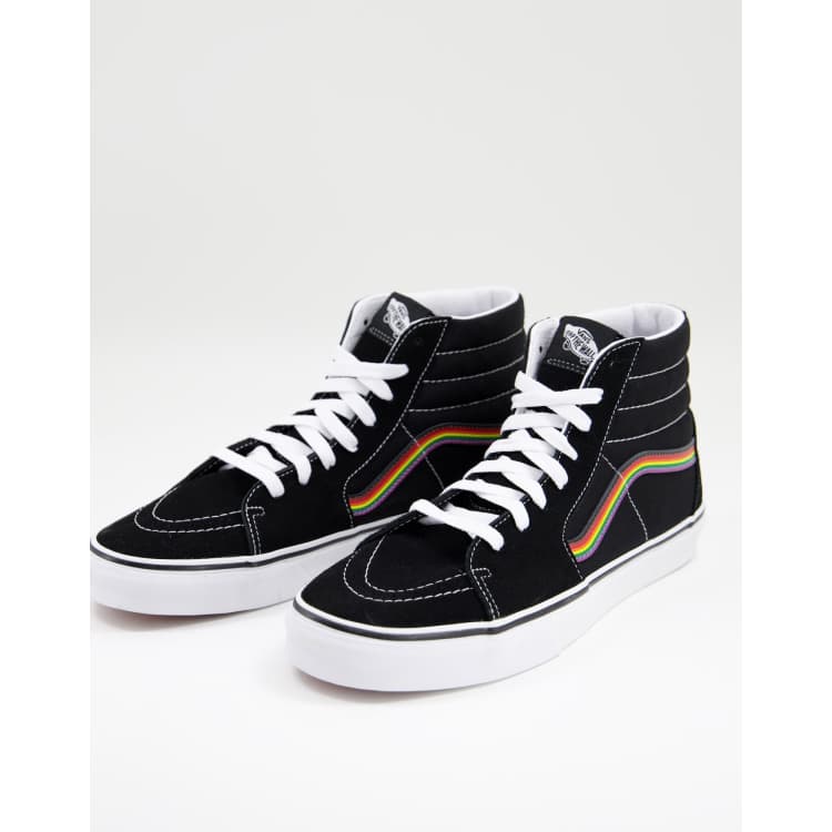 Vans Damier Vans Blanche Arc En Ciel Vans Sk8-Hi Baskets à Motif