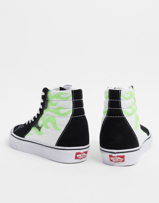 Vans SK8 Hi Baskets motif flammes Noir vert