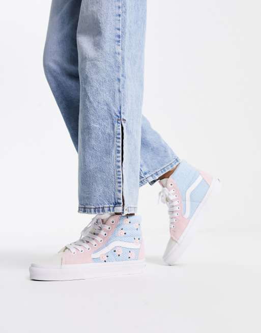 Chaussure vans rose et bleu sale