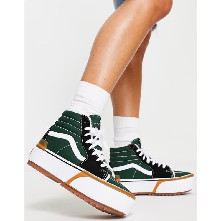 Vans Sk8 Hi Baskets montantes semelle plateforme Noir et vert