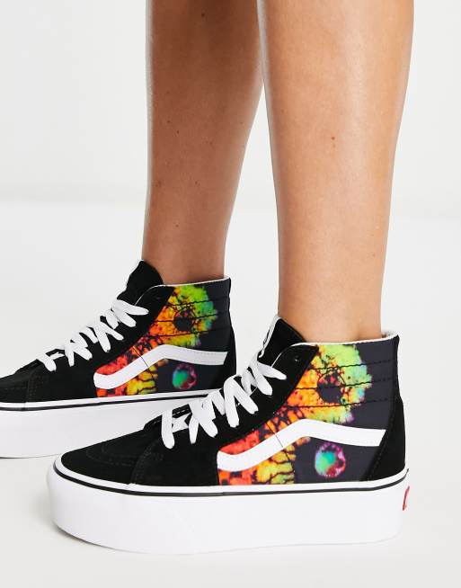 Vans - Sk8-Hi - Baskets montantes effet tie-dye évasées à semelle  plateforme rainurée - Multicolore