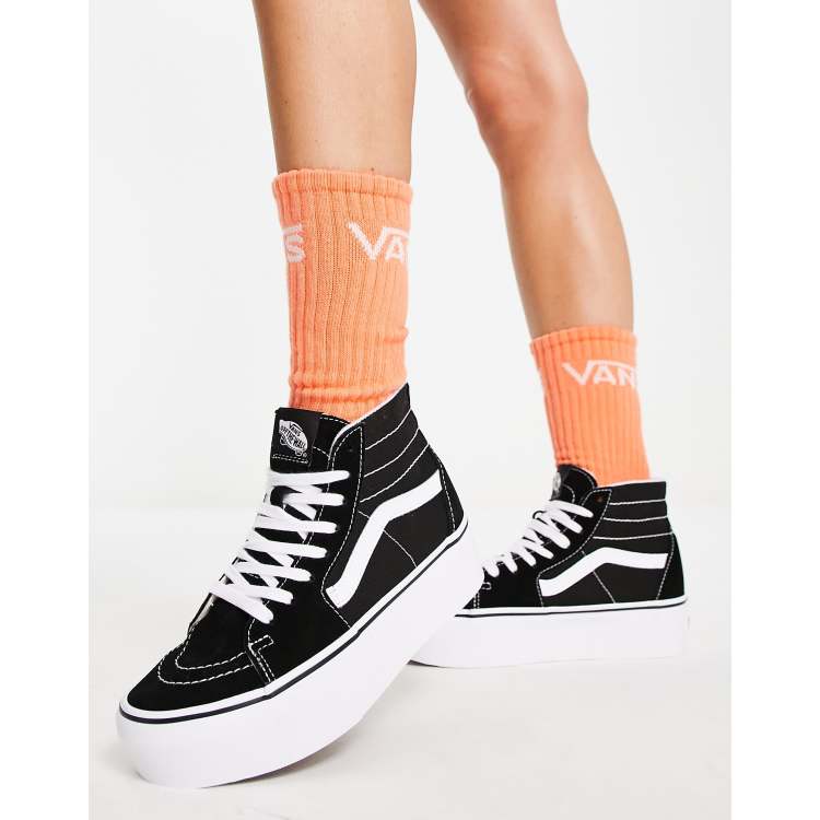 Vans SK8 Hi Baskets montantes fusel es semelle plateforme Noir et blanc