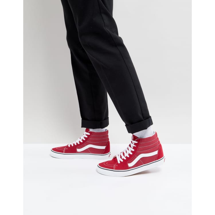 Vans montante noir et rouge sale