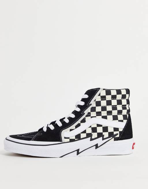 Black and white hotsell checkered vans sk8 hi