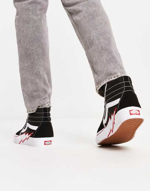 Vans SK8-Hi Bolt sneakers in black/red | ASOS display picture 1