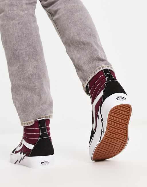 Burgundy vans on sale sk8 hi outfit