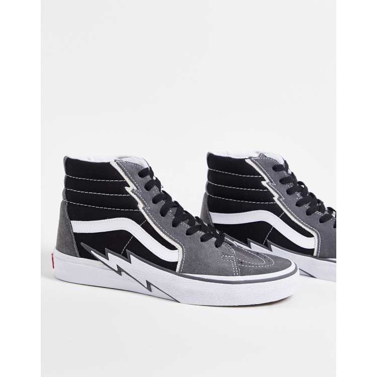 Black and gray store high top vans