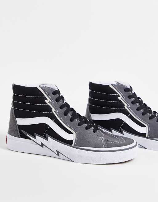 Black and grey store high top vans