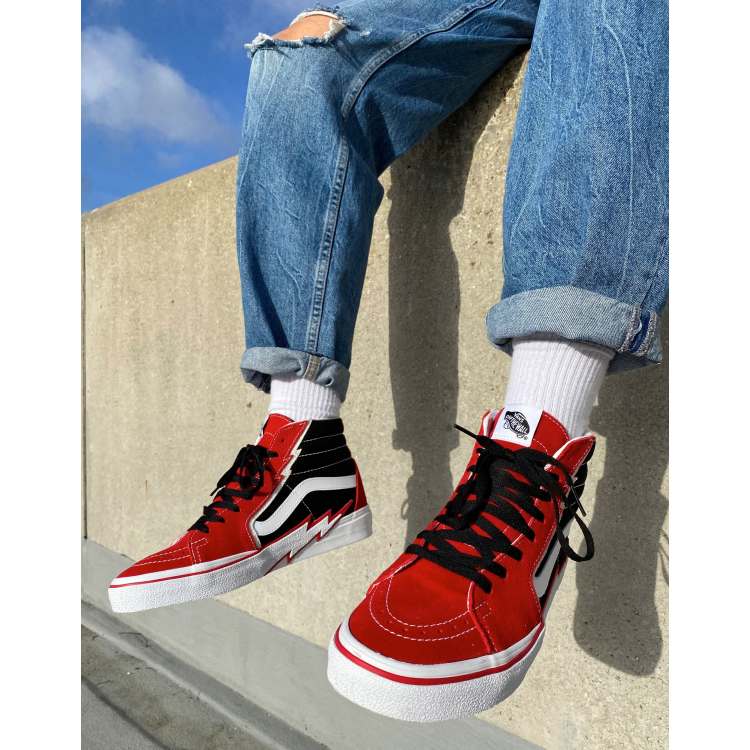 red high top vans outfit