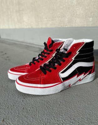 red vans with white lightning bolt