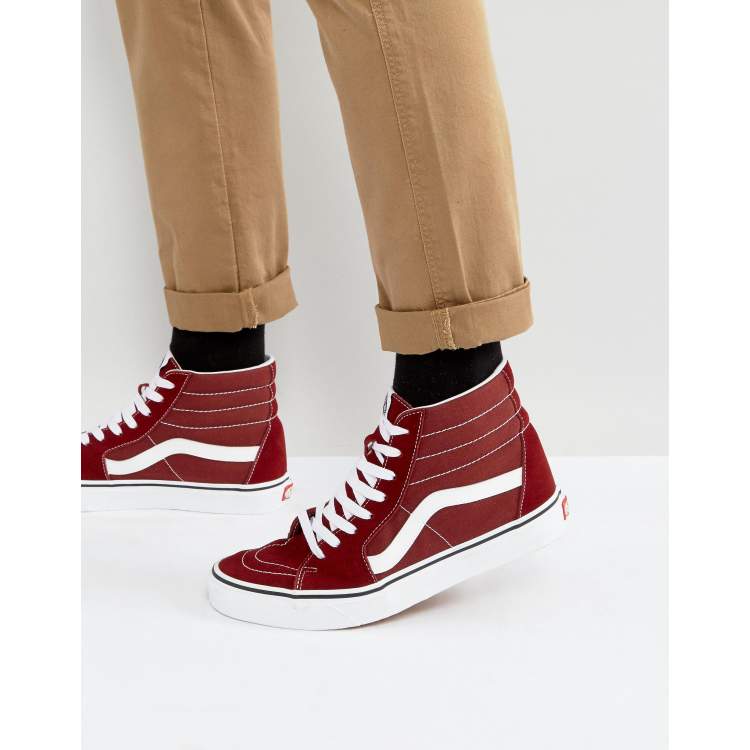 Vans Sk8 Hi Canvas Trainers In Red VA38GEOVK