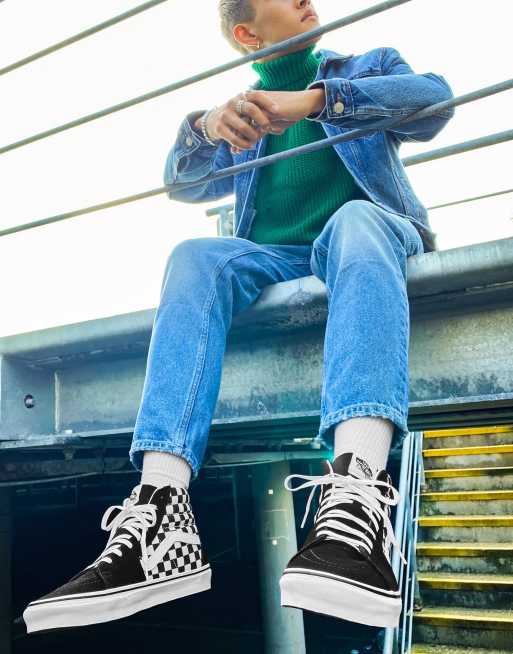 Blue checkerboard hot sale vans outfit